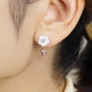 18K/10K White Shell Earrings [Blossom] (Yellow Gold) - Model Image