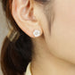 18K/10K White Shell Earrings [Blossom] (Yellow Gold) - Model Image