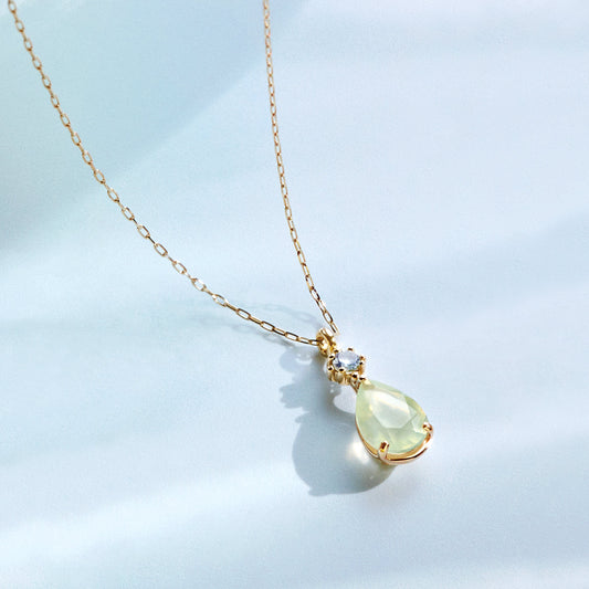 10K Prehnite Necklace (Yellow Gold) - Product Image