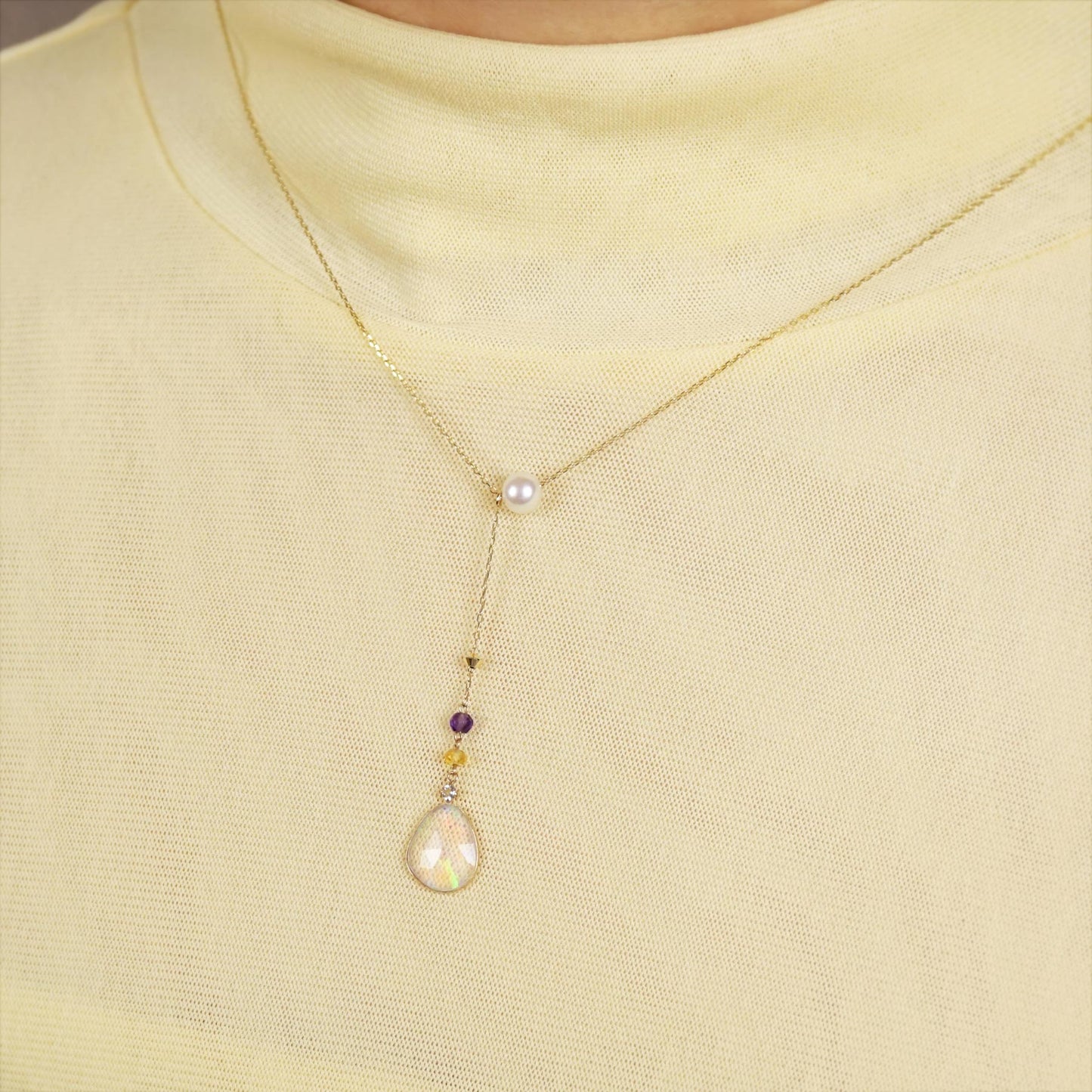 10K Opal 8Way Necklace (Yellow Gold) - Model Image