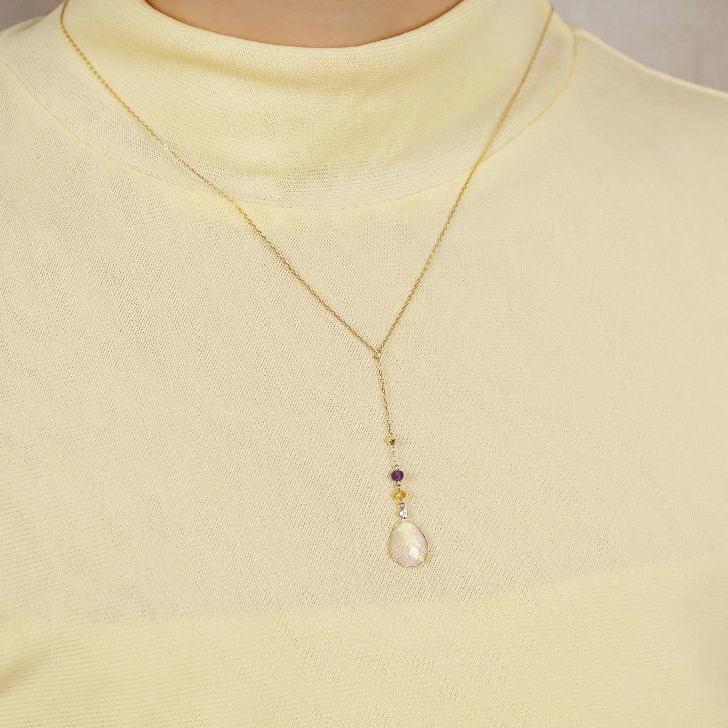 10K Opal 8Way Necklace (Yellow Gold) - Model Image
