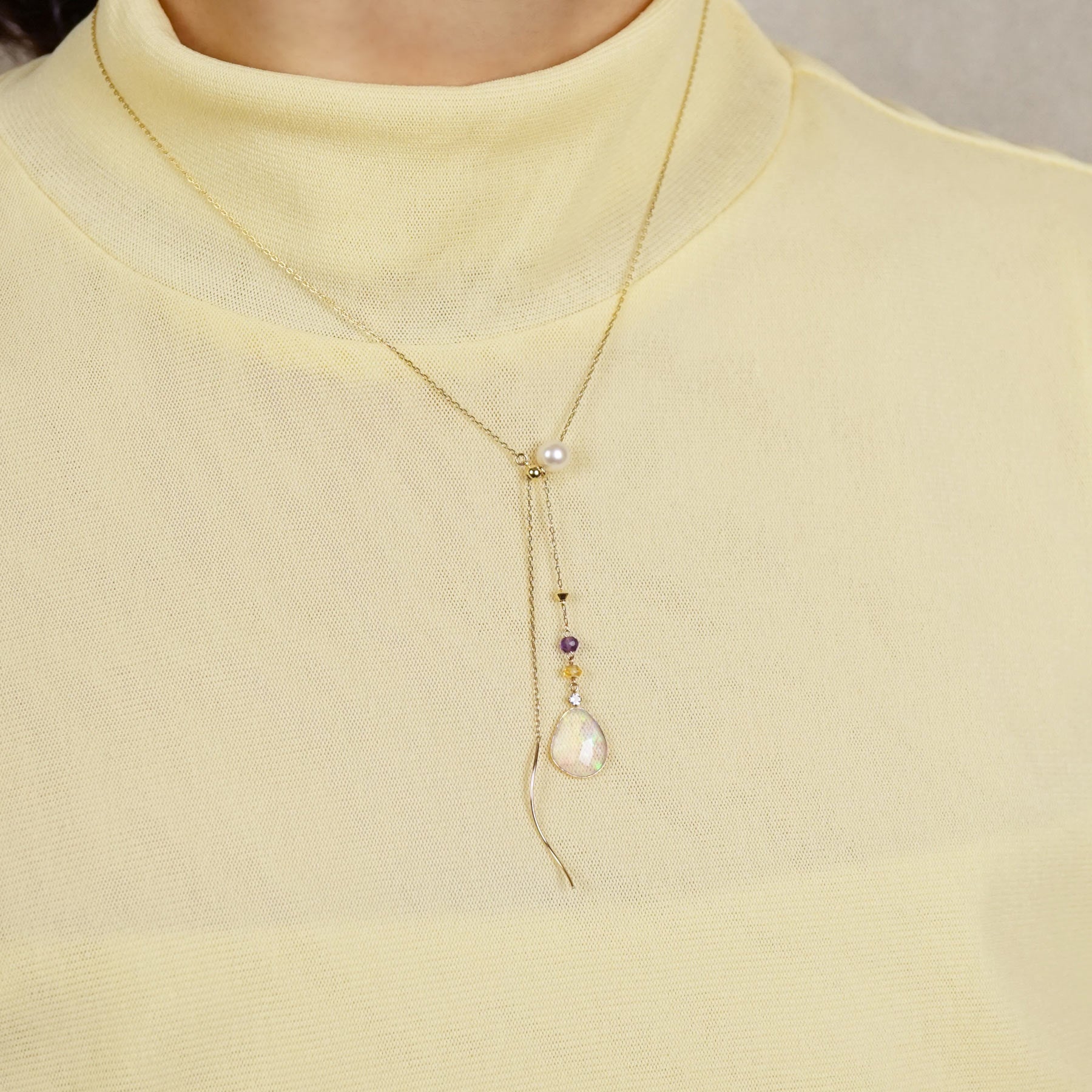 10K Opal 8Way Necklace (Yellow Gold) - Model Image