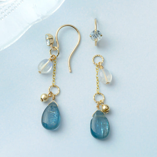 [Palette] Gold Filled Kyanite Charm Set Earrings [Radiance] (Large Link) - Product Image