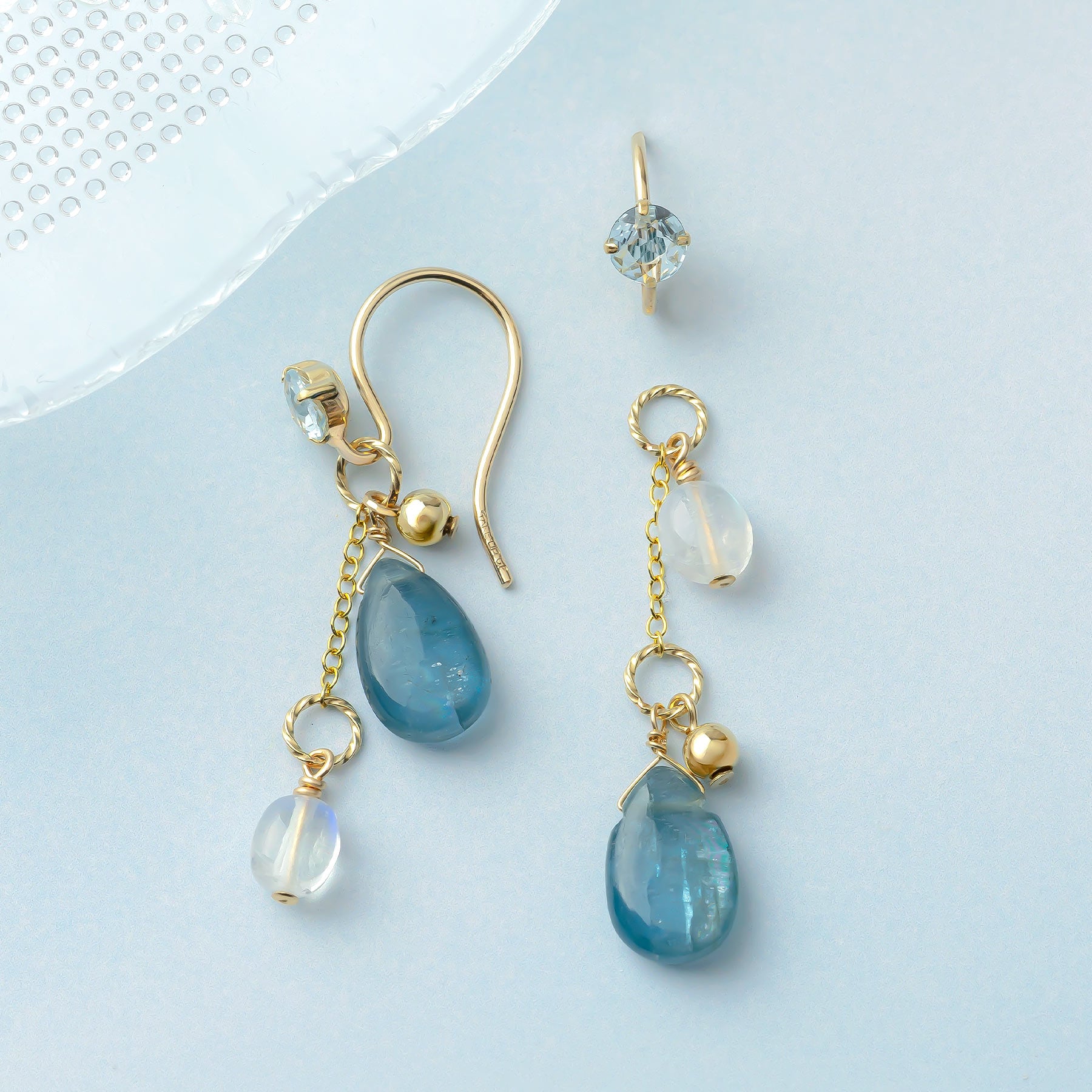 [Palette] Gold Filled Kyanite Charm Set Earrings [Radiance] (Large Link) - Product Image