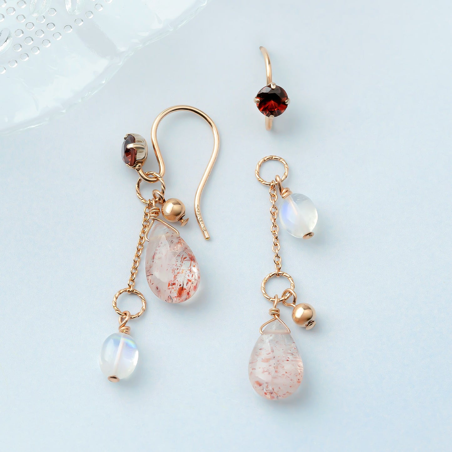 [Palette] Gold Filled Oregon Sunstone Charm Set Earrings [Radiance] (Large Link) - Product Image
