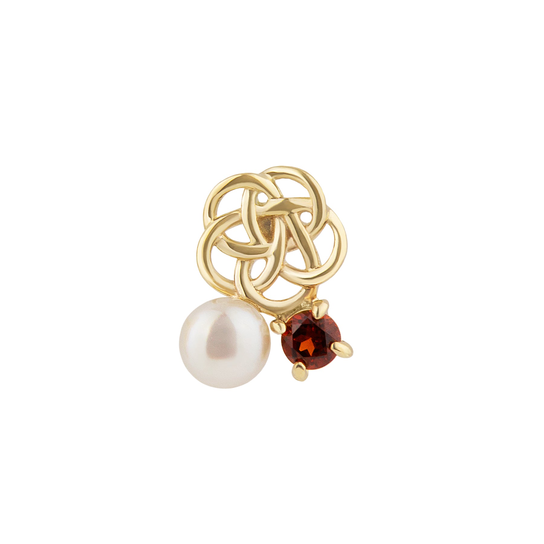 [Solo Earring] 18K/10K Mizuhiki Plum Knot Single Earring (Yellow Gold) - Product Image