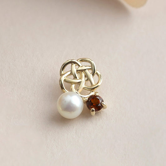 [Solo Earring] 18K/10K Mizuhiki Plum Knot Single Earring (Yellow Gold) - Product Image