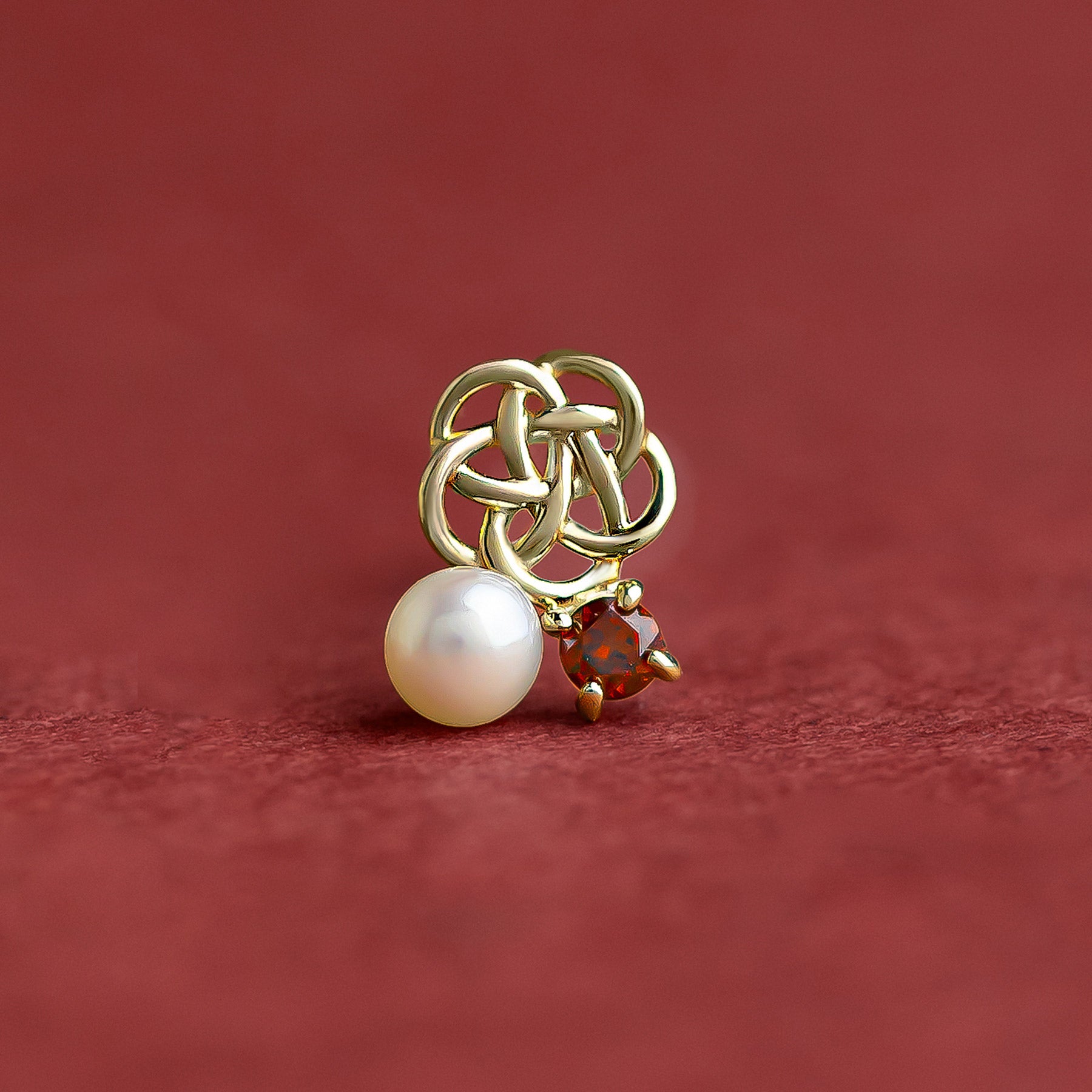 [Solo Earring] 18K/10K Mizuhiki Plum Knot Single Earring (Yellow Gold) - Product Image