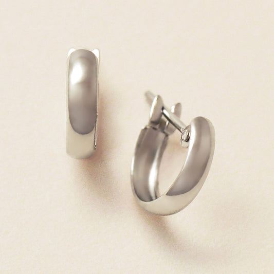 Platinum Basic Hoop Earrings - Product Image