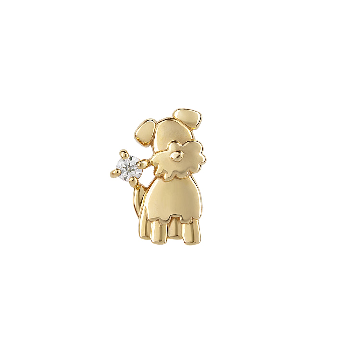 [Solo Earring] 18K/10K Miniature Schnauzer Single Earring (Yellow Gold) - Product Image