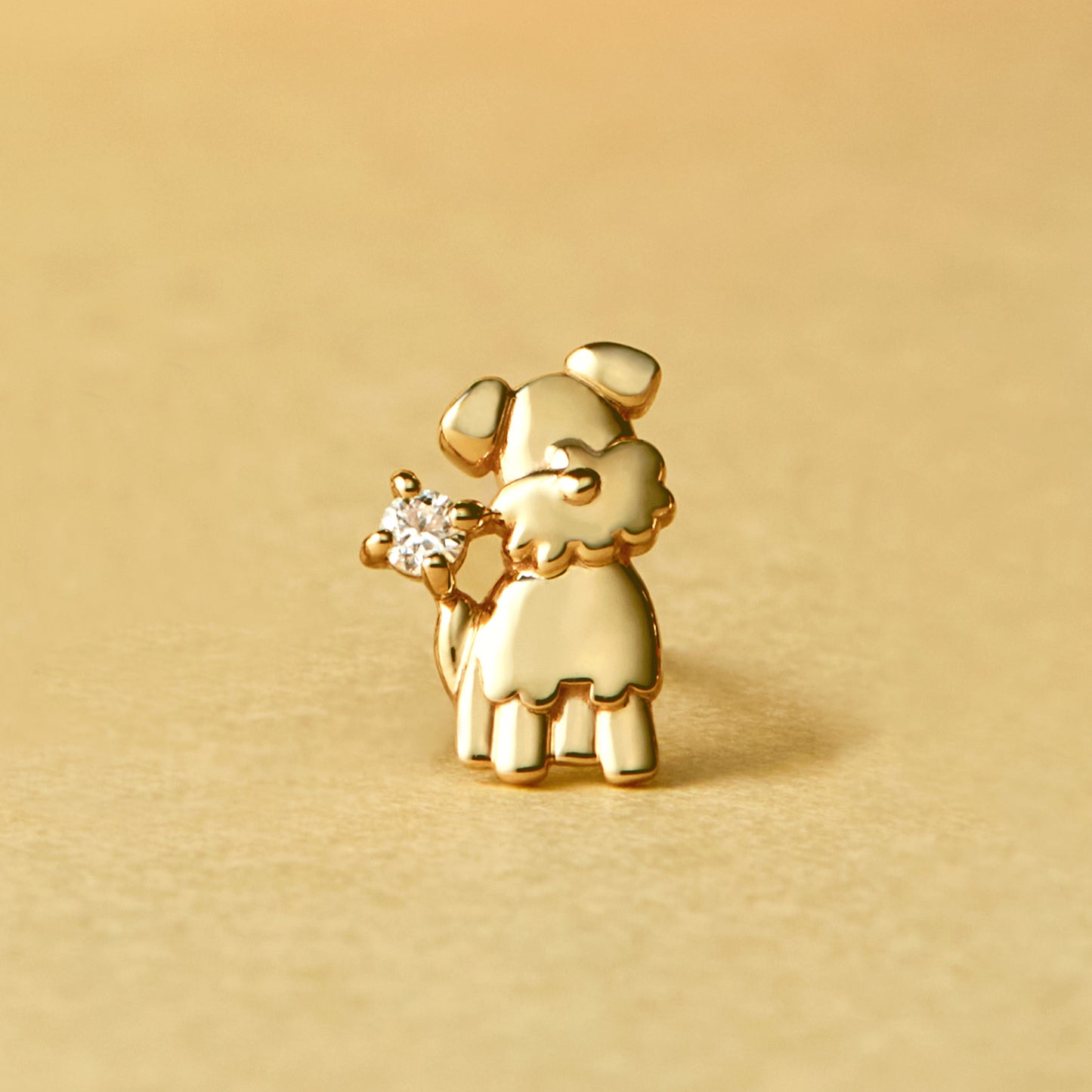 [Solo Earring] 18K/10K Miniature Schnauzer Single Earring (Yellow Gold) - Product Image