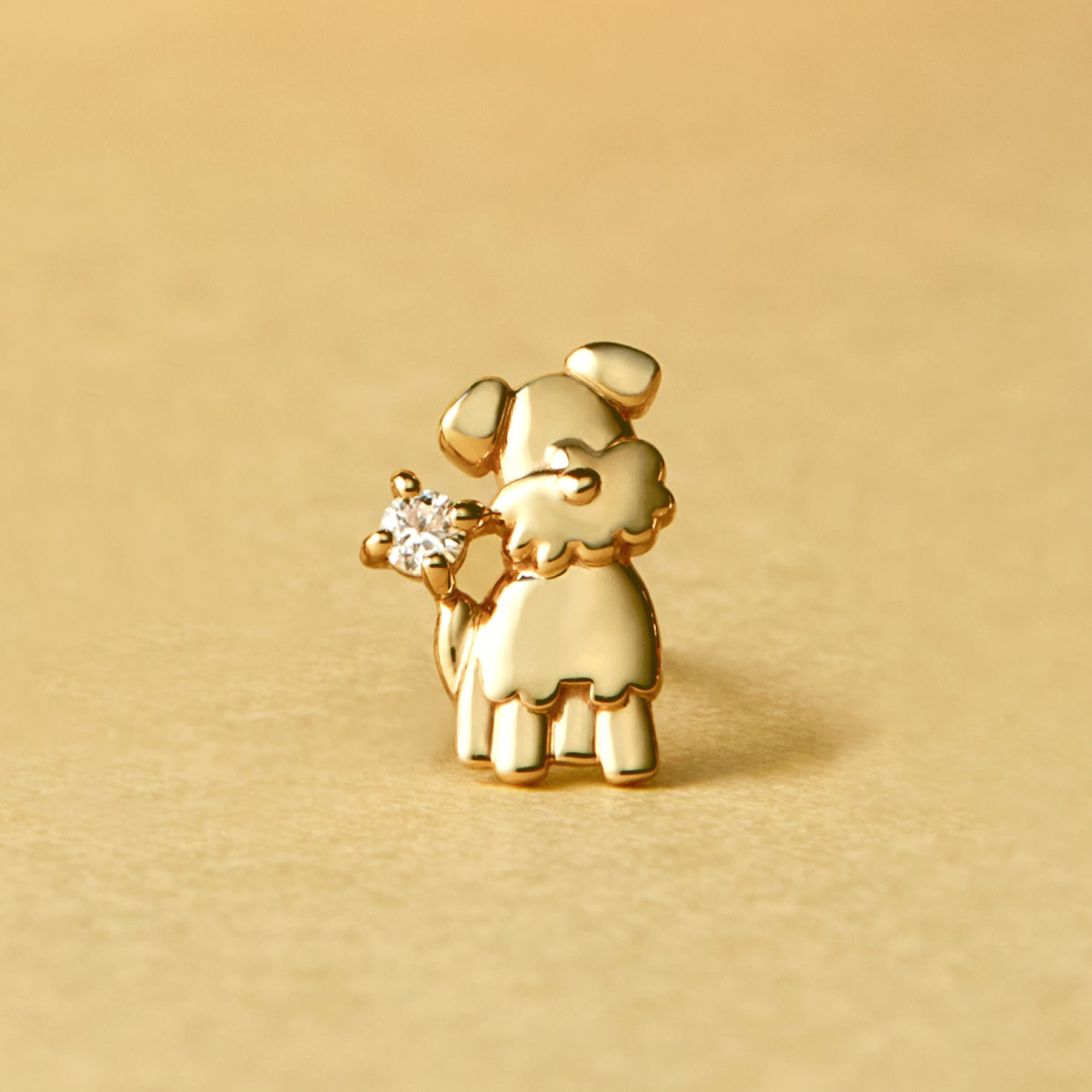 [Solo Earring] 18K/10K Miniature Schnauzer Single Earring (Yellow Gold) - Product Image