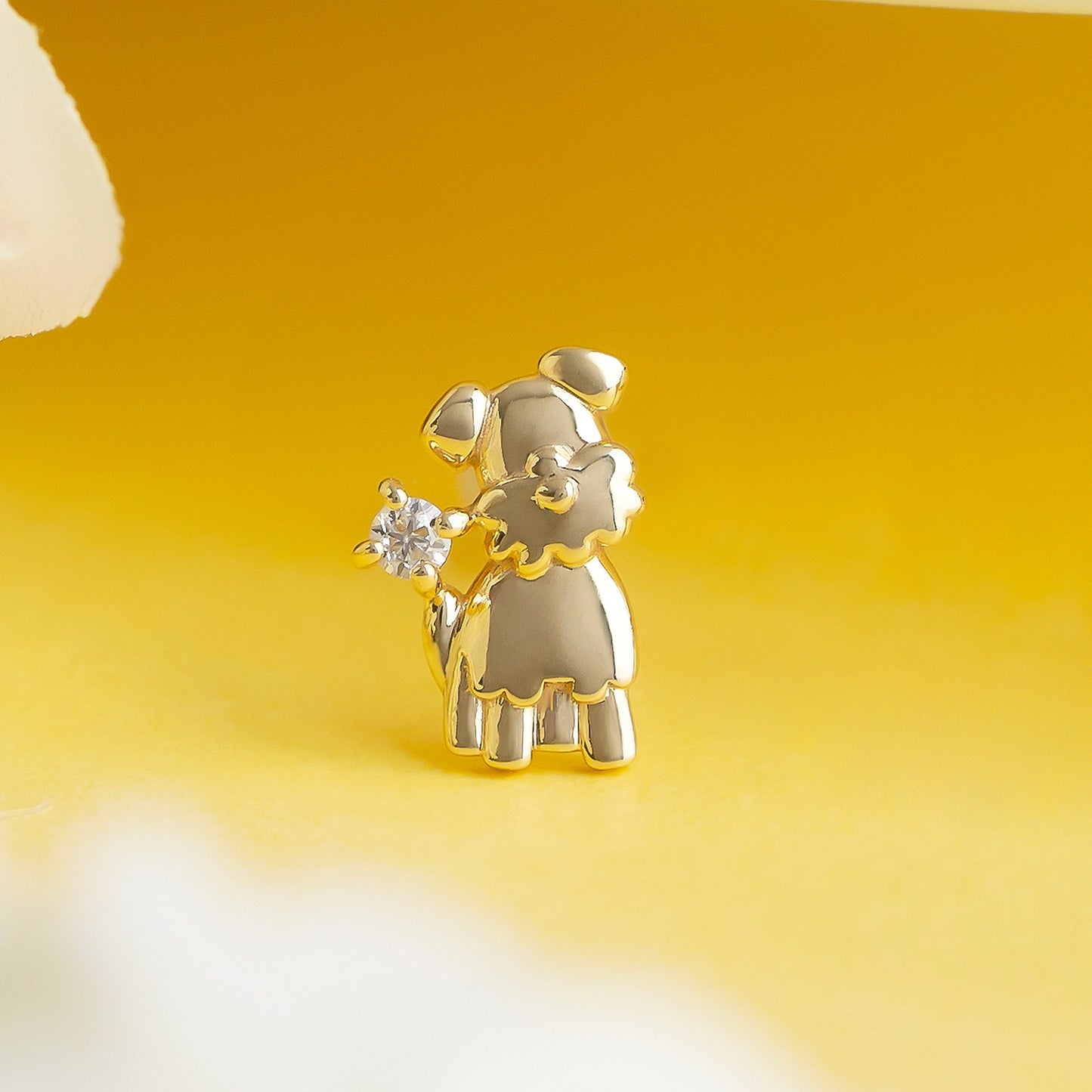 [Solo Earring] 18K/10K Miniature Schnauzer Single Earring (Yellow Gold) - Product Image