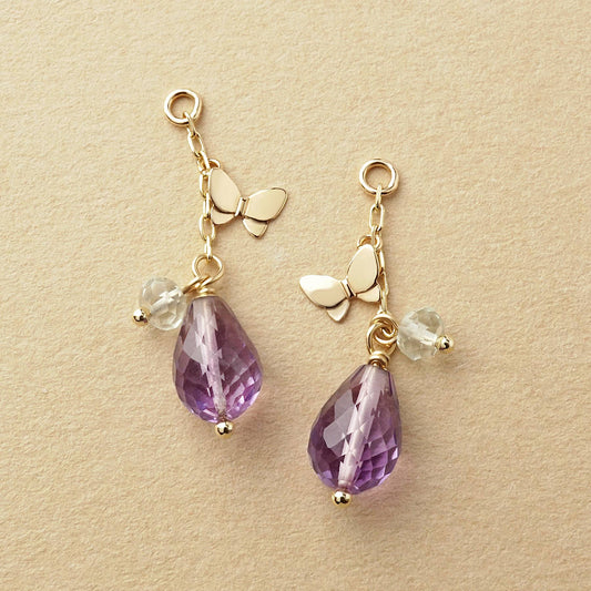 [Palette] 10K Amethyst Butterfly Charms (Yellow Gold) - Product Image