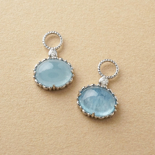 [Palette] 925 Sterling Silver Milky Aquamarine Charms (Large Link) - Product Image