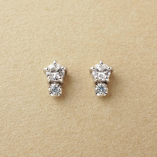 [Second Earrings] Platinum White Sapphire x Ice Blue Diamond 0.02ct - Product Image