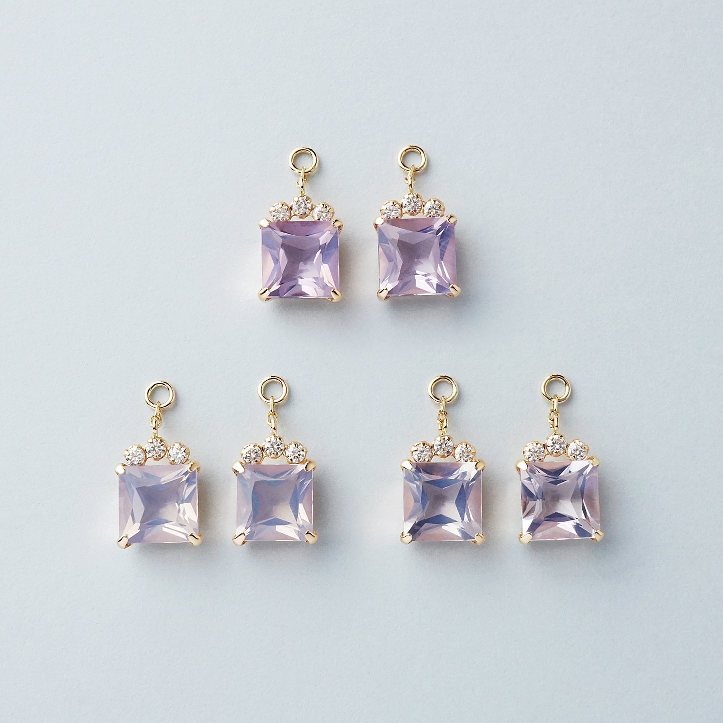 [Palette] 10K Moonlight Amethyst Charms [Powder] (Yellow Gold) - Product Image