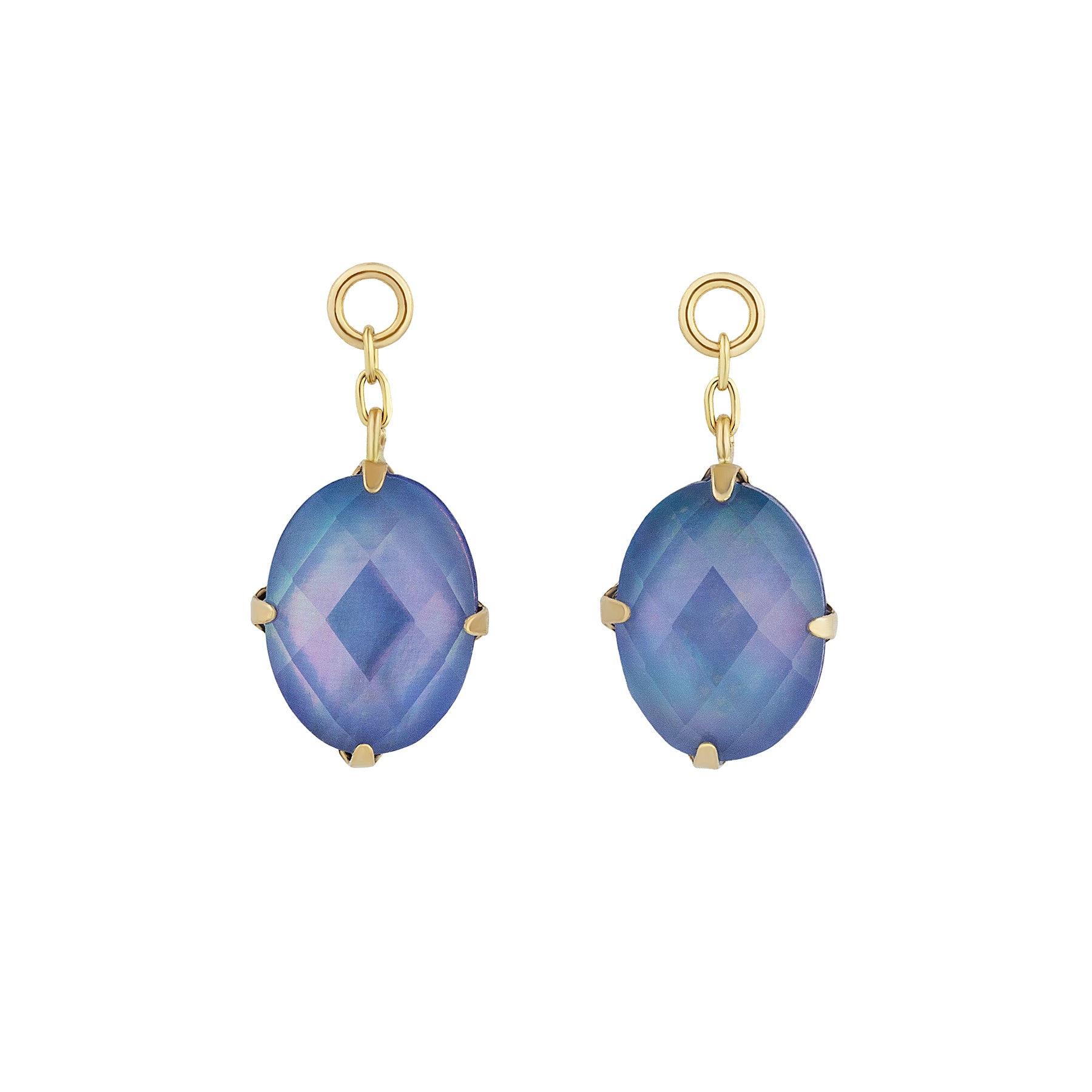 [Palette] 10K Triplet Stone Charms [Azure] (Yellow Gold) - Product Image