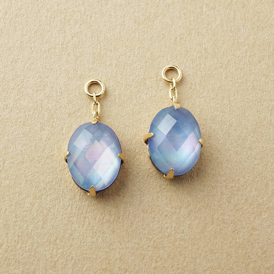 [Palette] 10K Triplet Stone Charms [Azure] (Yellow Gold) - Product Image