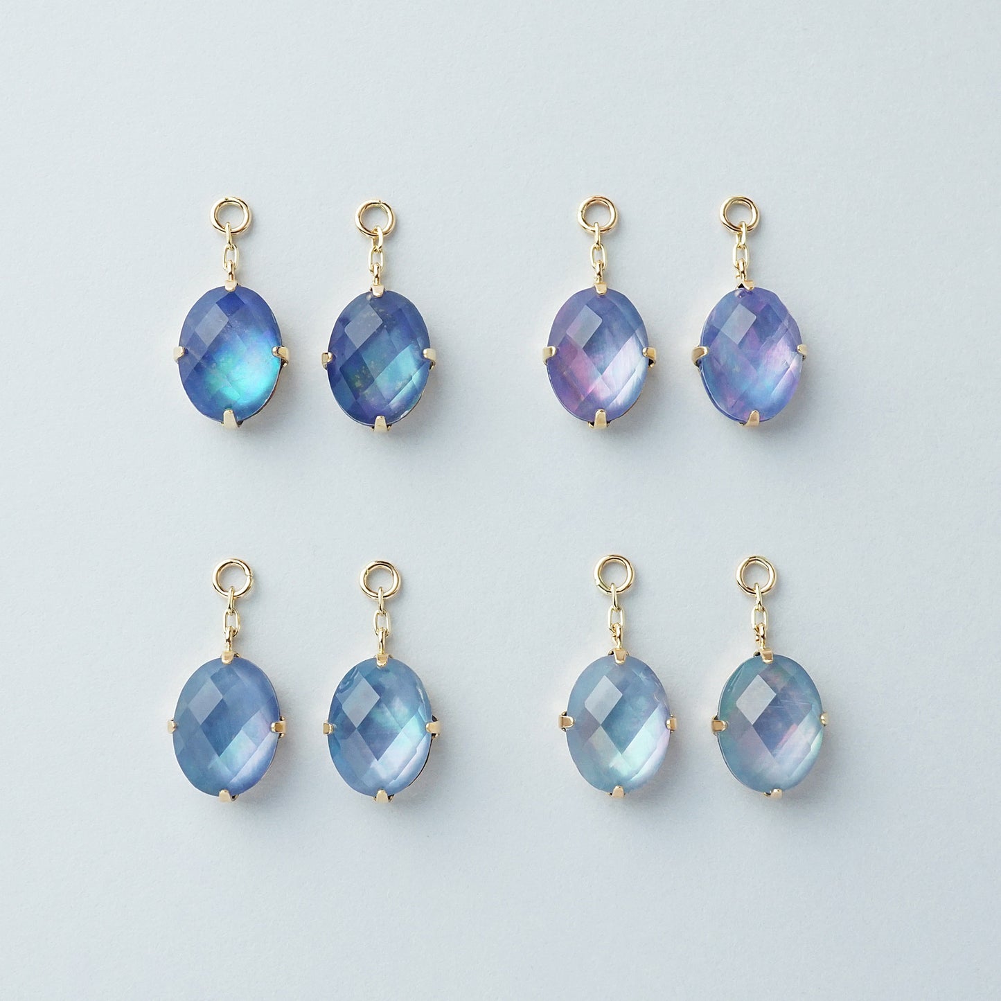 [Palette] 10K Triplet Stone Charms [Azure] (Yellow Gold) - Product Image
