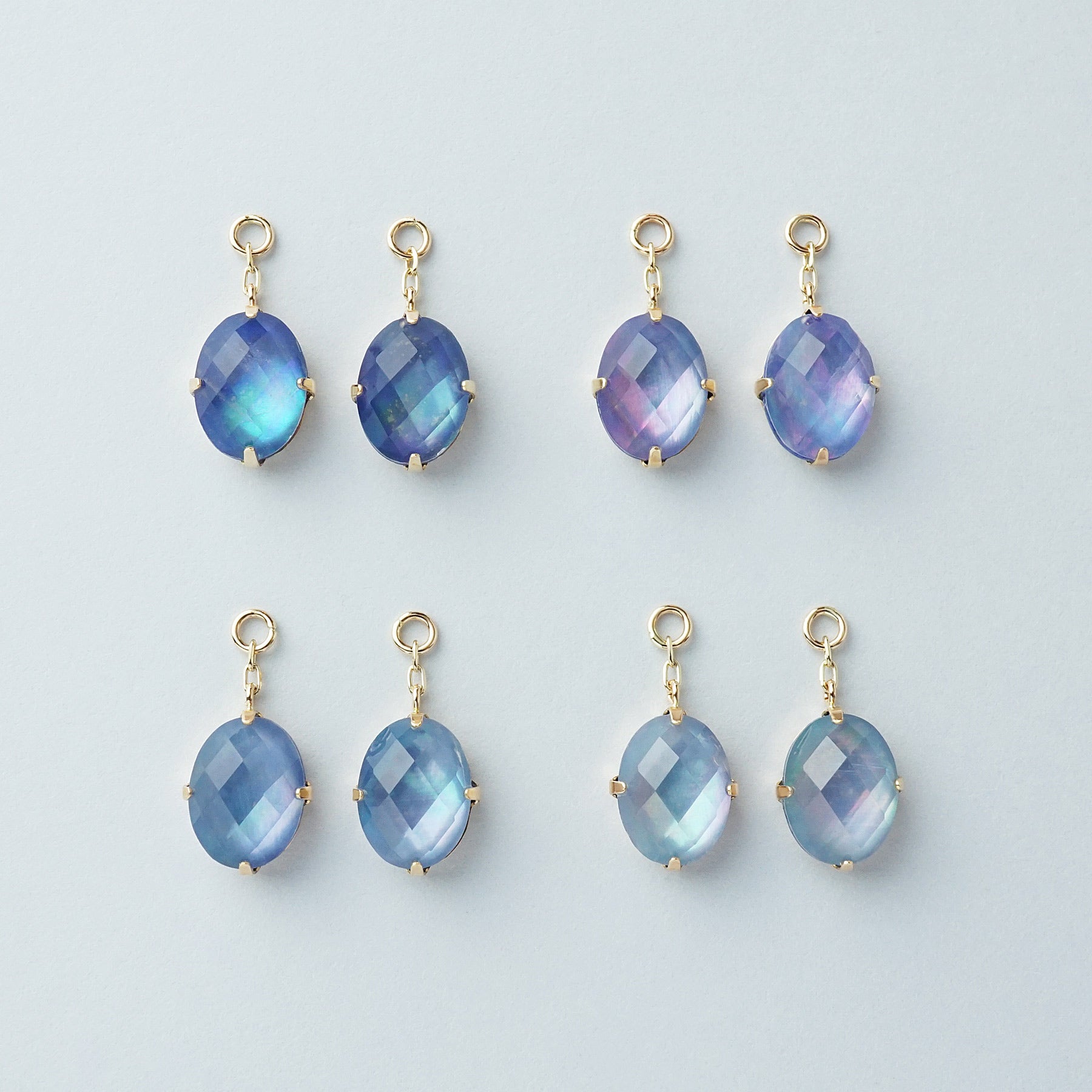 [Palette] 10K Triplet Stone Charms [Azure] (Yellow Gold) - Product Image