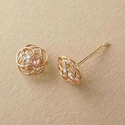 [Pannier] 10K Sakura Earrings [Limited Quantity] (Rose Gold) - Product Image