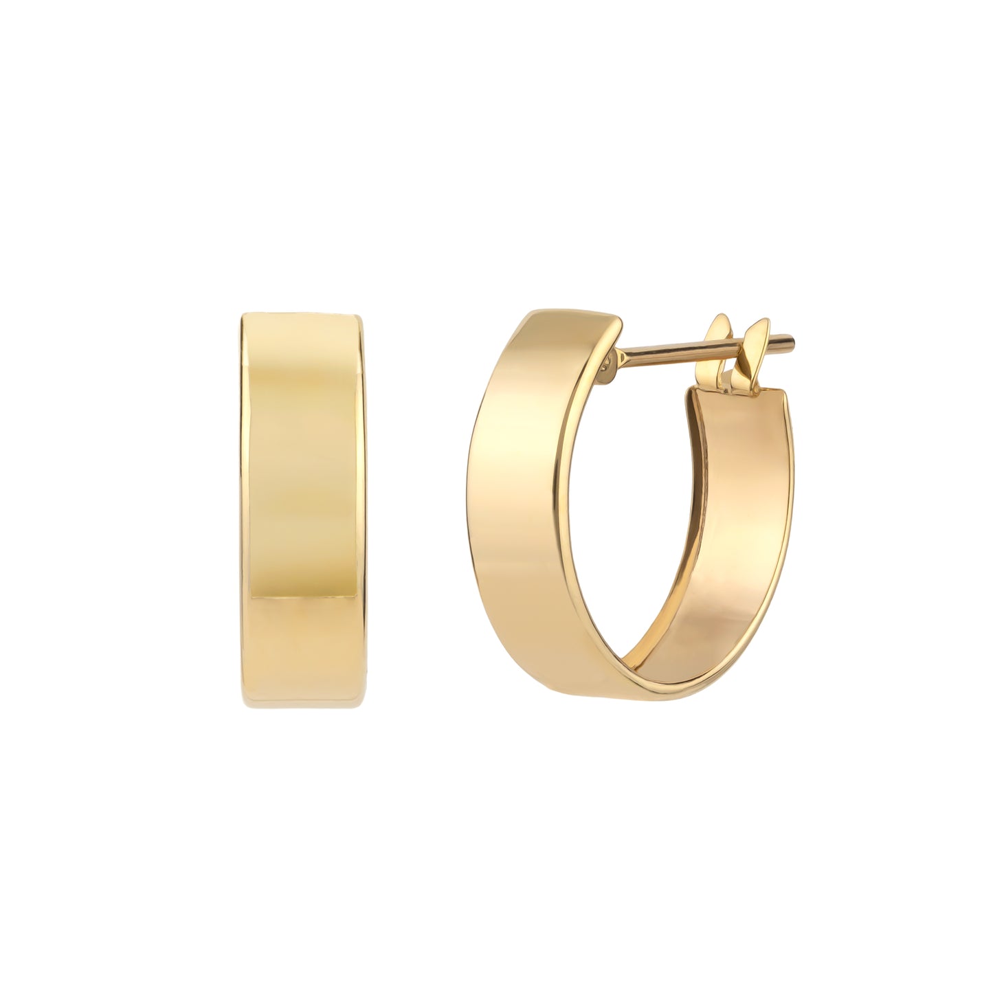10K Basic Wide Hoop Earrings (Yellow Gold) - Product Image