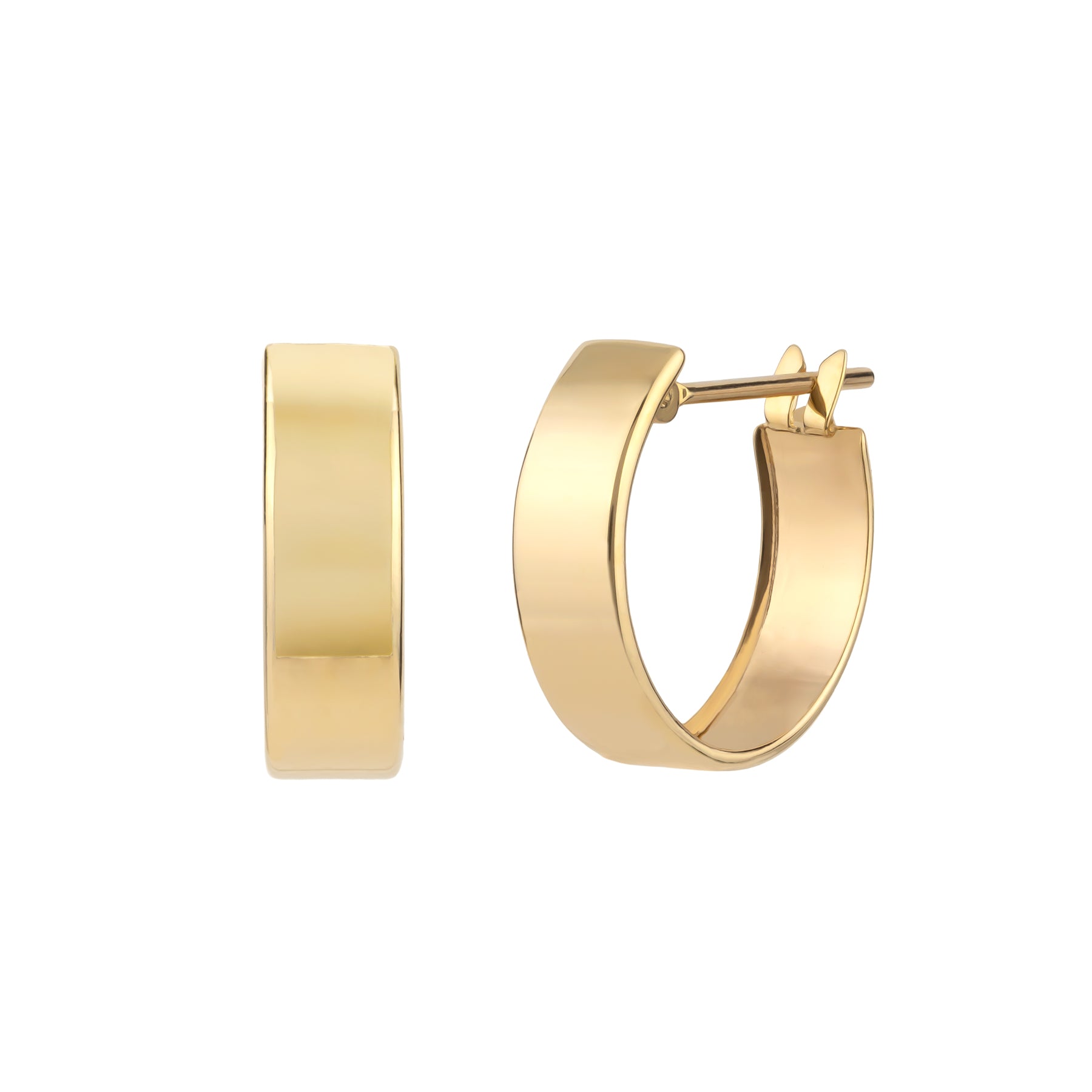 10K Basic Wide Hoop Earrings (Yellow Gold) - Product Image