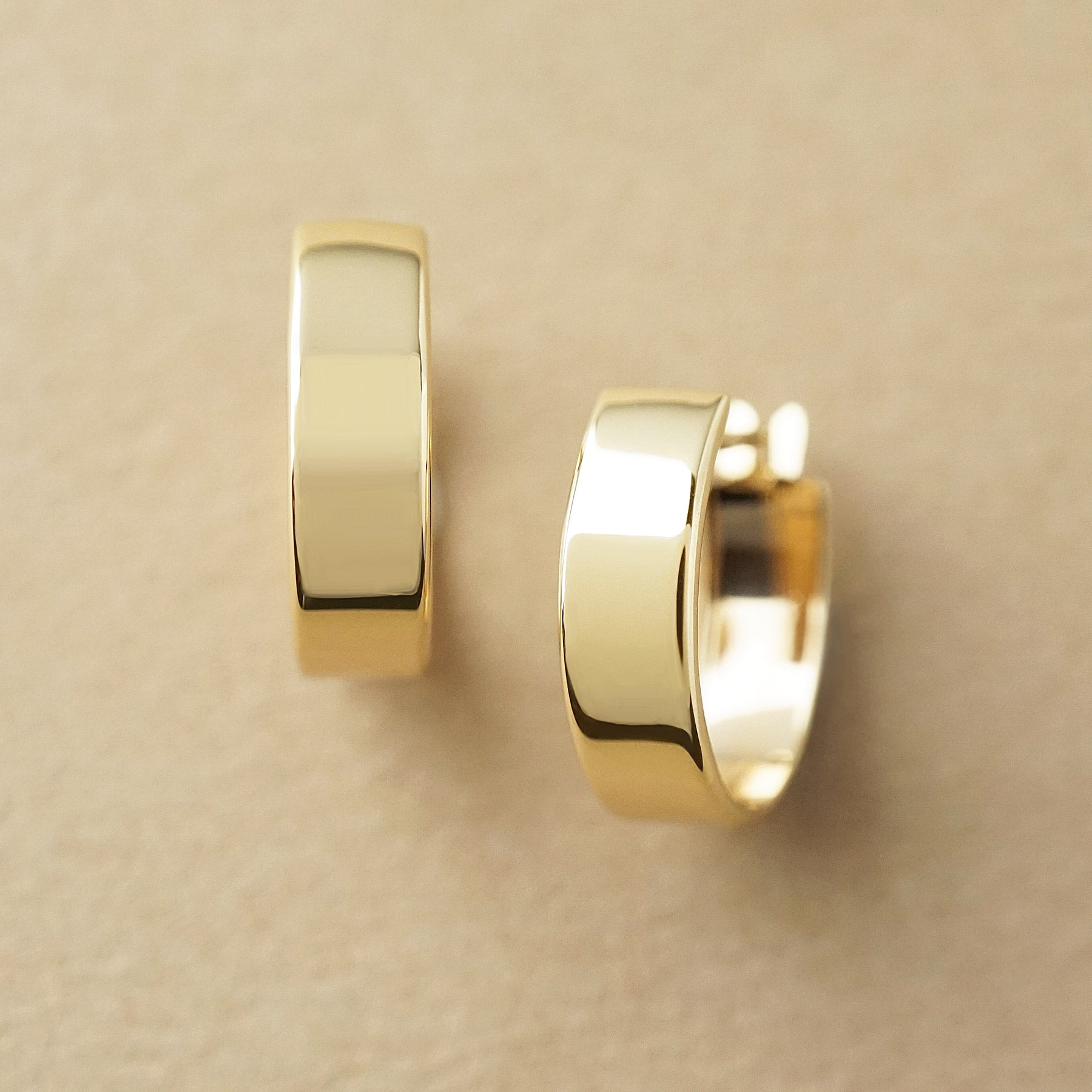 10K Basic Wide Hoop Earrings (Yellow Gold) - Product Image