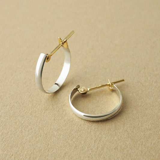 10K / 925 Sterling Silver Half-Circle Basic Hoop Earrings - Product Image