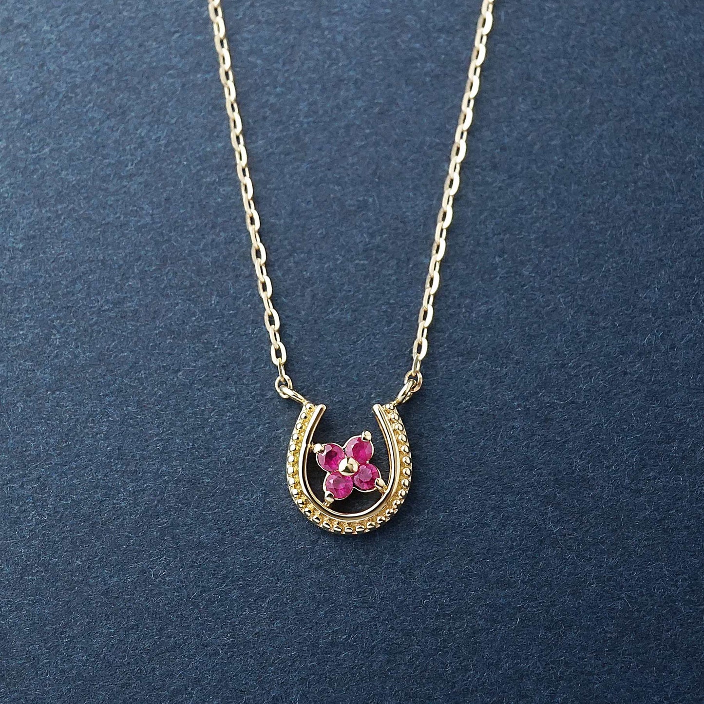 10K Ruby Double Happiness Necklace (Small) (Yellow Gold) - Product Image