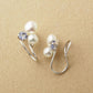 [Airy Clip-On Earrings] Freshwater Pearl Tanzanite Earrings (White Gold) - Product Image