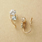 [Airy Clip-On Earrings] Blue Topaz Cubic Zirconia Earrings (Yellow Gold) - Product Image