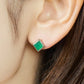 925 Sterling Silver Green Onyx Earrings [Verde Breeze] - Model Image