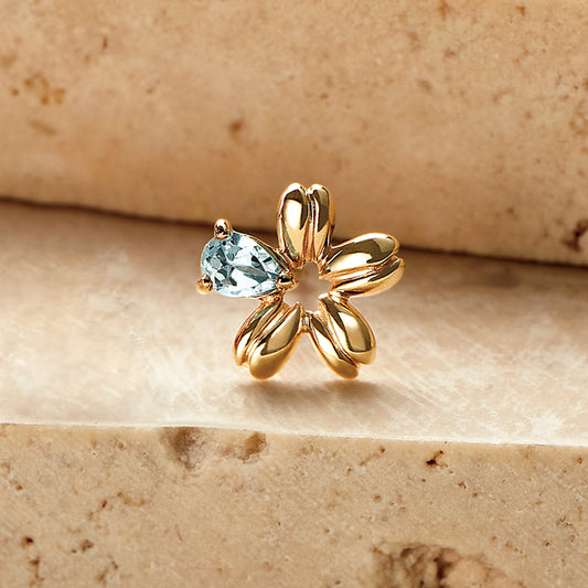 [Solo Earring] 10K Cowrie Shell Flower Earrings (Yellow Gold) - Product Image