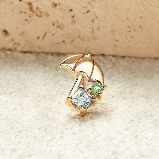 [Solo Earring] 10K Beach Parasol Single Earring (Yellow Gold) - Product Image