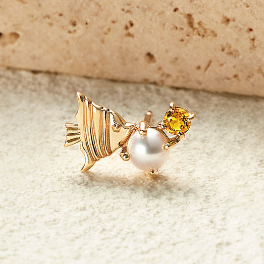 [Solo Earring] 10K Angelfish Single Earring (Yellow Gold) - Product Image