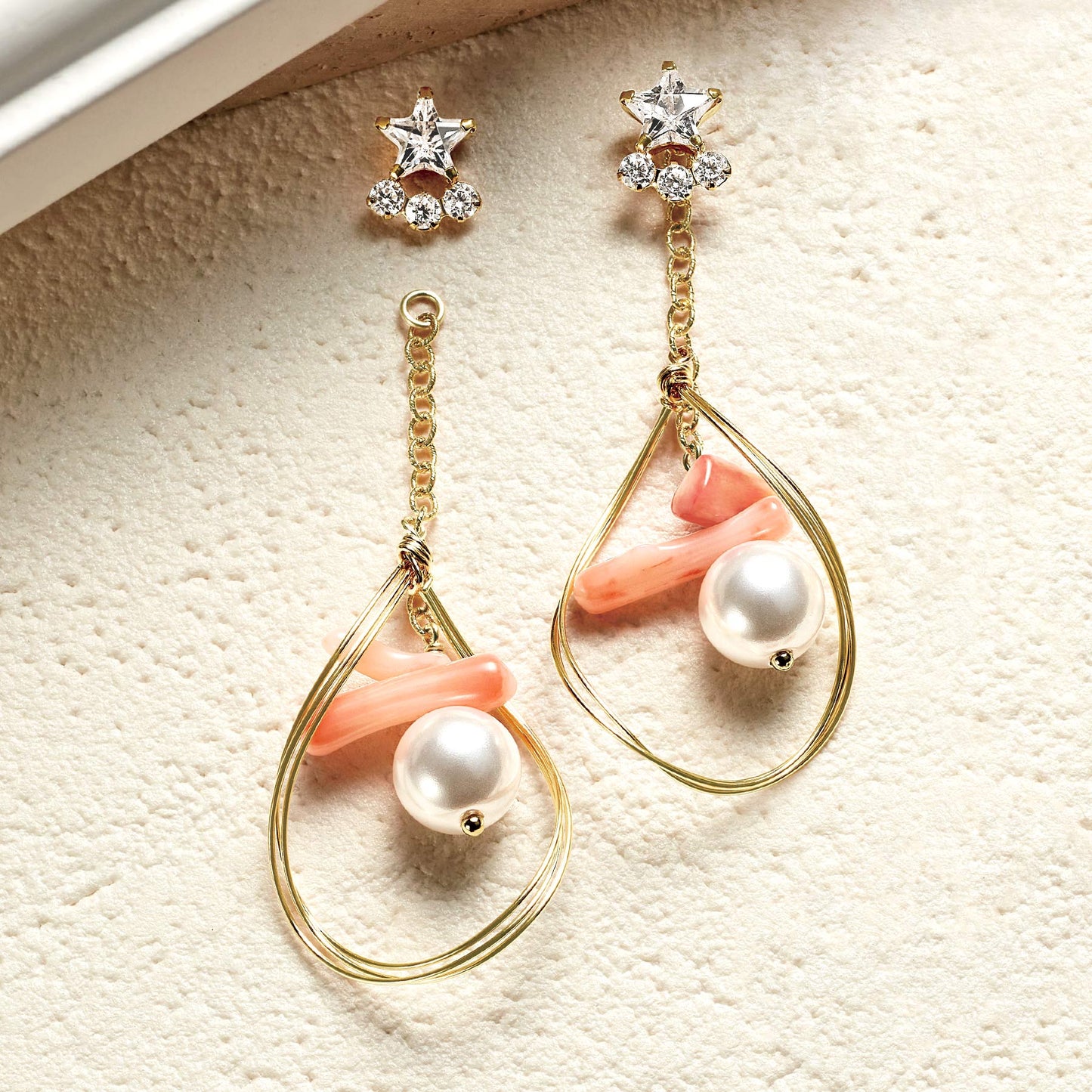 10K / 925 Sterling Silver / Gold Filled Coral Earrings [Pink Sand] - Product Image