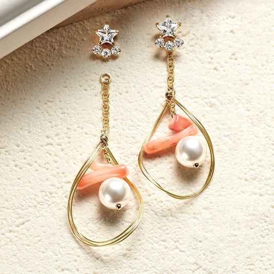 10K / 925 Sterling Silver / Gold Filled Coral Earrings [Pink Sand] - Product Image