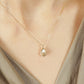 10K White Shell x Green Quartz Necklace [Lagoon] (Yellow Gold) - Model Image