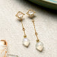 10K Moonstone Earrings [Sandy Beach] (Yellow Gold) - Product Image