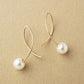 10K Cross Curve Freshwater Pearl Earrings (Yellow Gold) - Product Image