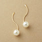 10K Akoya Pearl S-shaped Modern Earrings (Yellow Gold) - Product Image