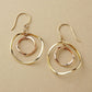 10K Twin Circle Swinging Earrings (Yellow Gold / Rose Gold) - Product Image