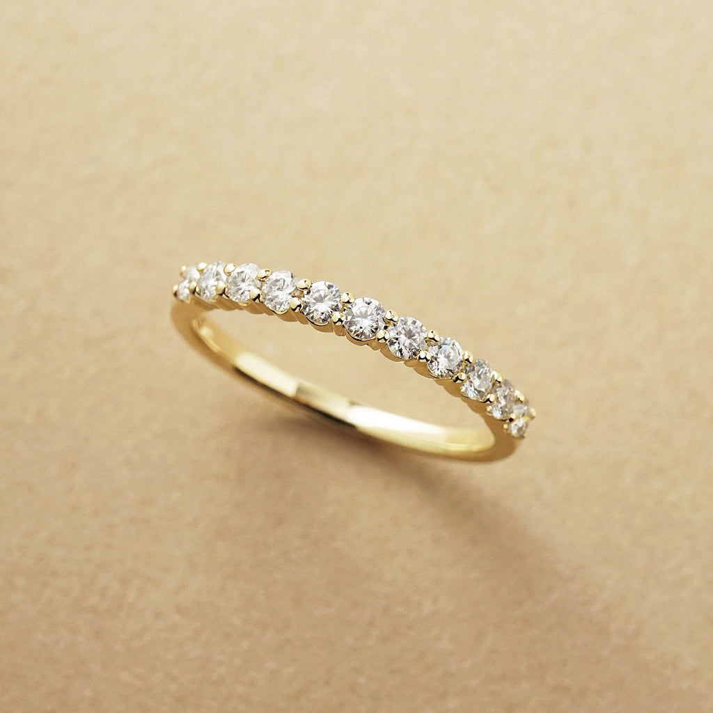 10K Moissanite Half Eternity 11-Stone Pinky Ring (Yellow Gold) - Product Image