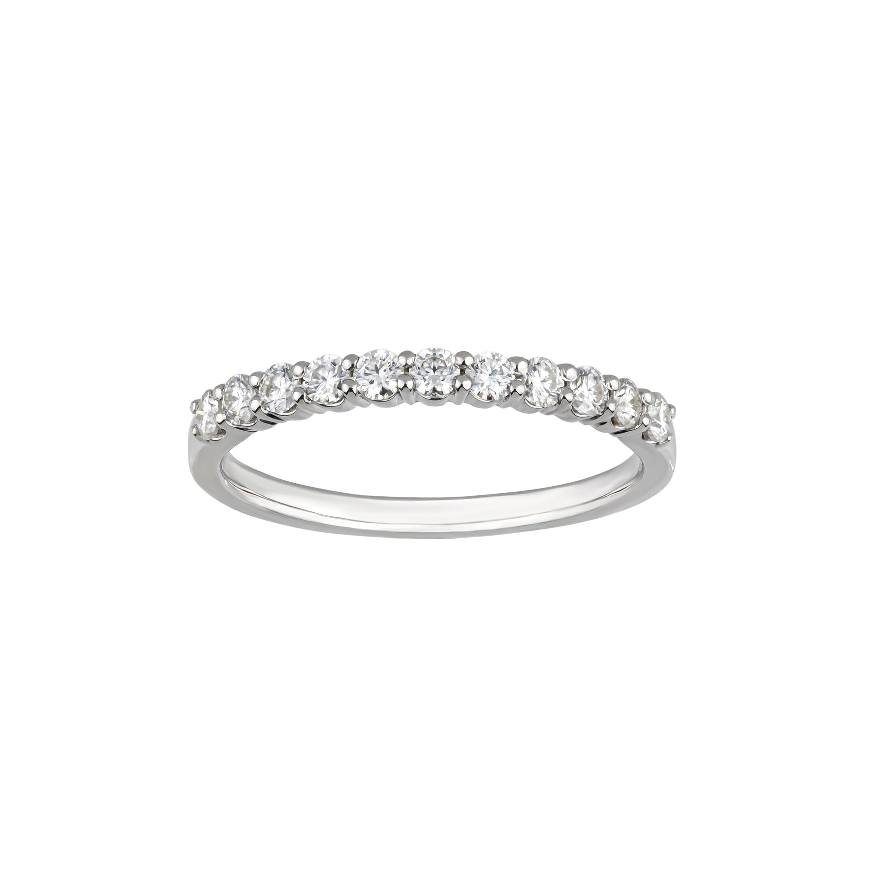 10K Moissanite Half Eternity 11-Stone Pinky Ring (White Gold) - Product Image