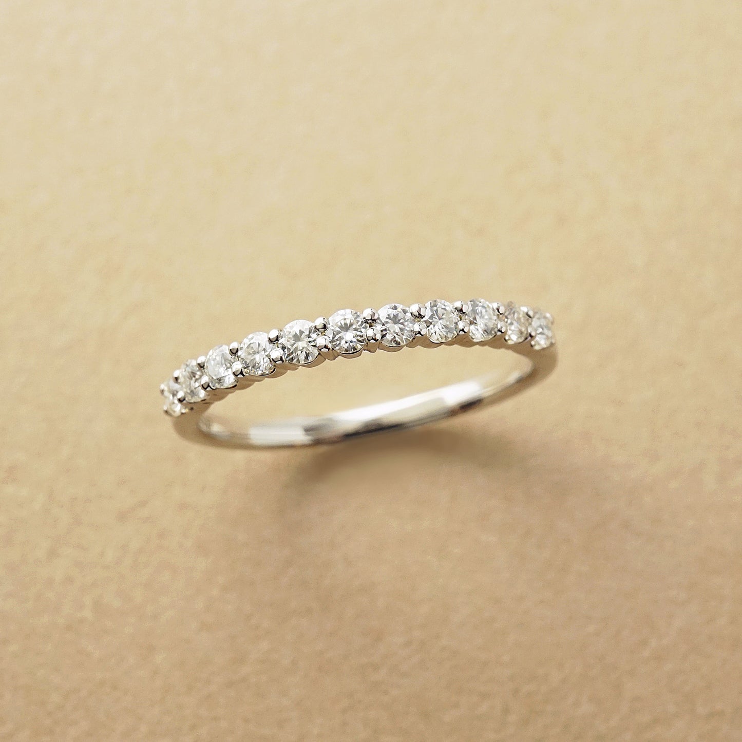 10K Moissanite Half Eternity 11-Stone Pinky Ring (White Gold) - Product Image