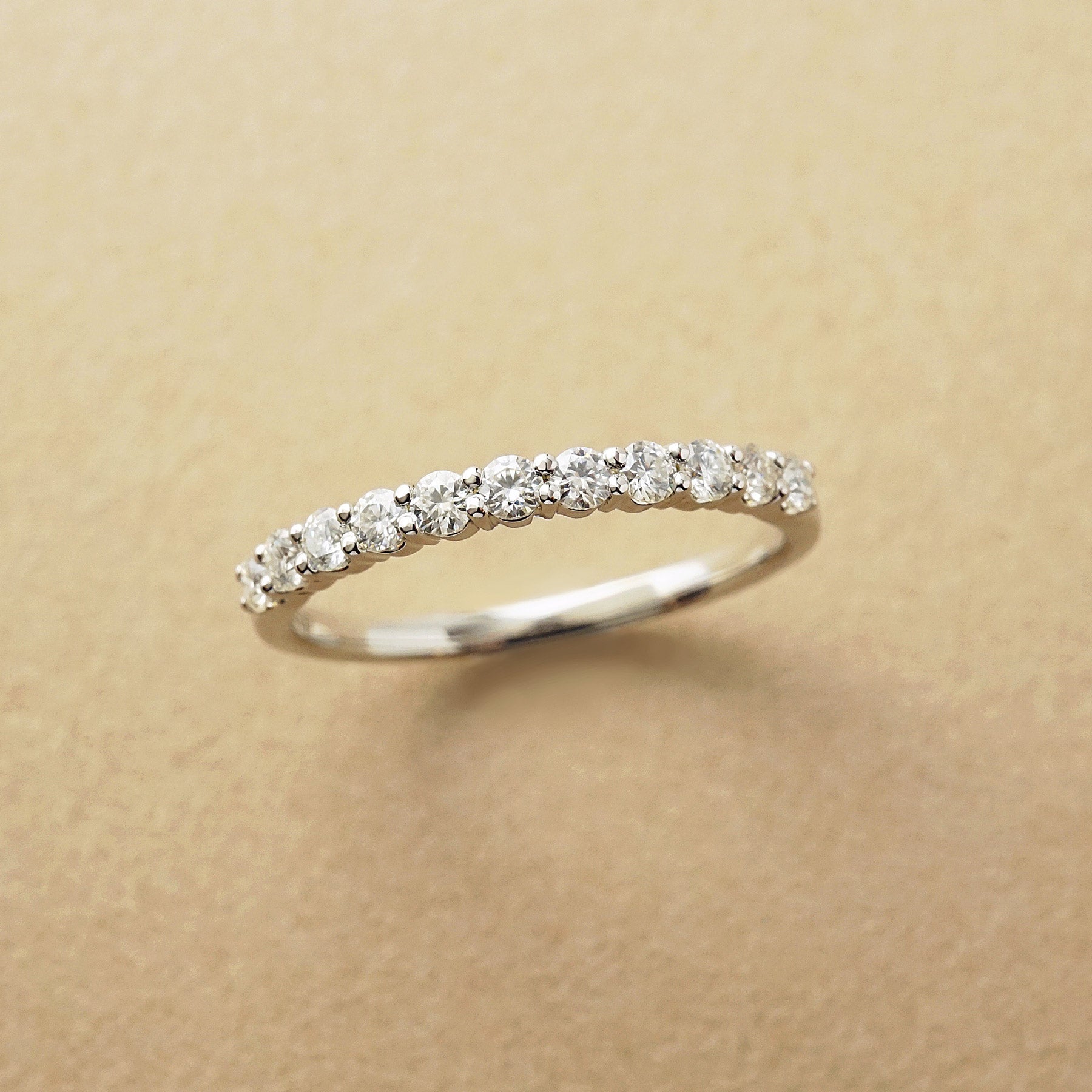 10K Moissanite Half Eternity 11-Stone Pinky Ring (White Gold) - Product Image