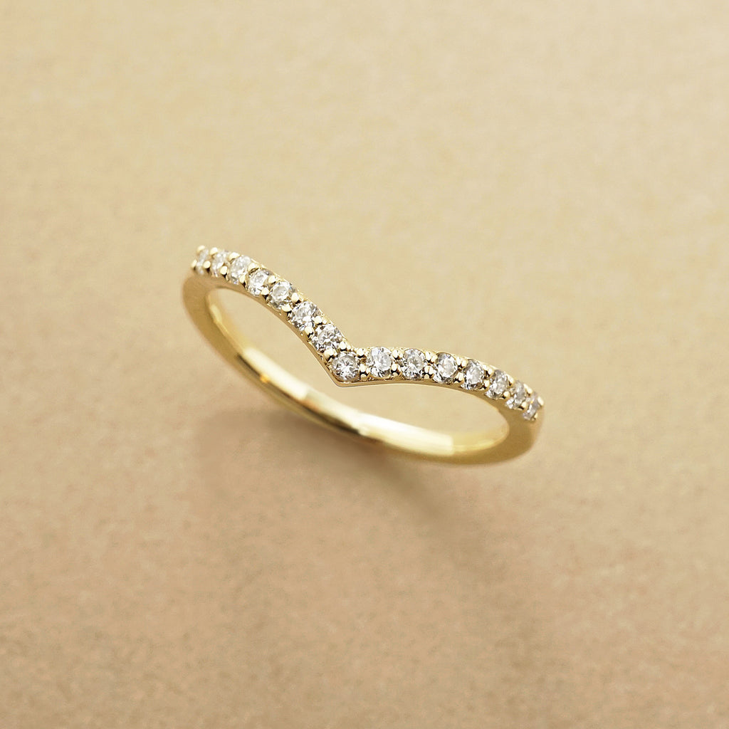 10K Moissanite V-shaped Melee Pinky Ring (Yellow Gold) - Product Image