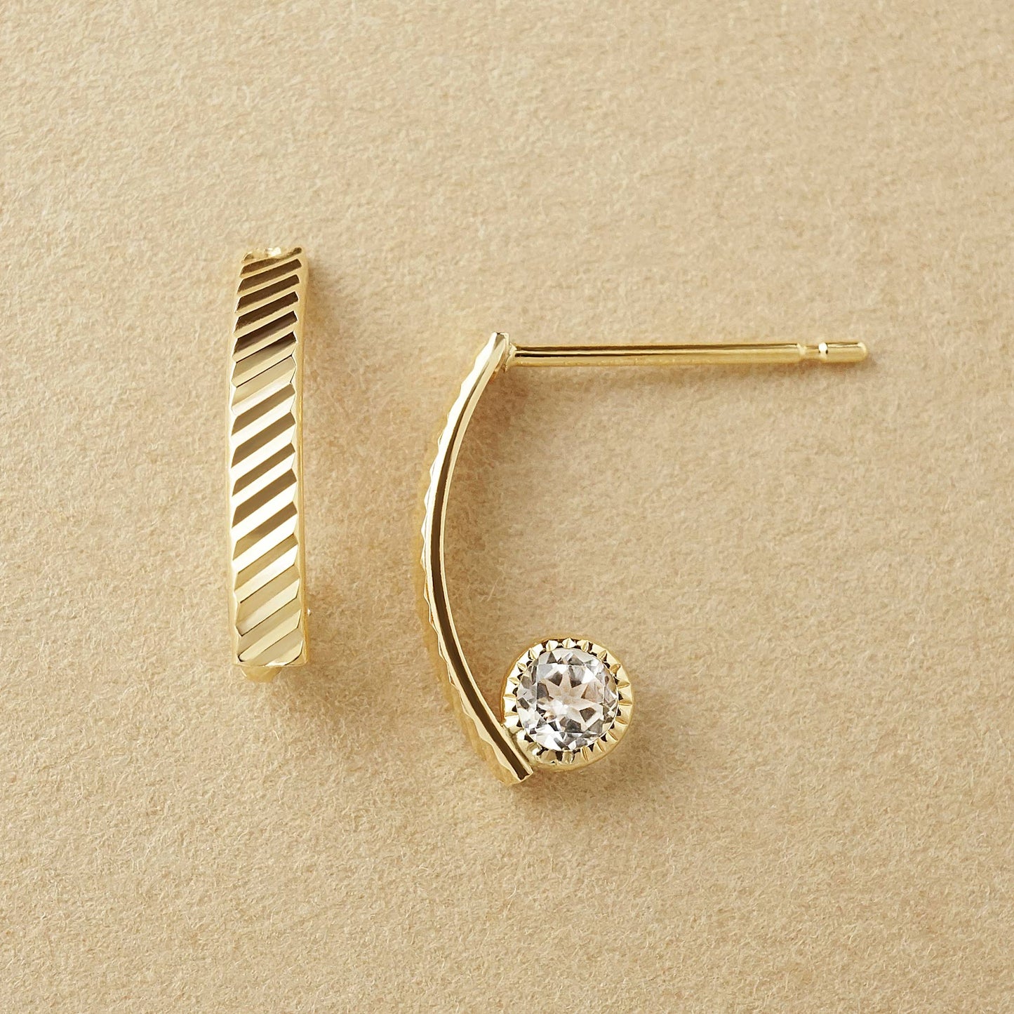 [Palette] 18K/10K White Topaz Base Earrings (For Charms With Large Links Only) (Yellow Gold) - Product Image